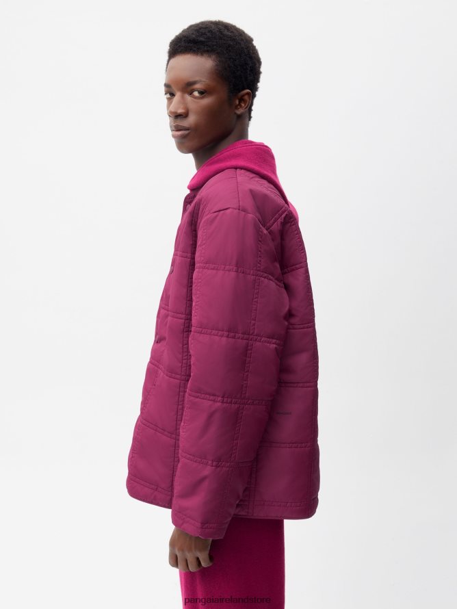 Women Pangaia Clothes Flwrdwn Quilted Collarless Jacket TT8Z42490 Plum Purple