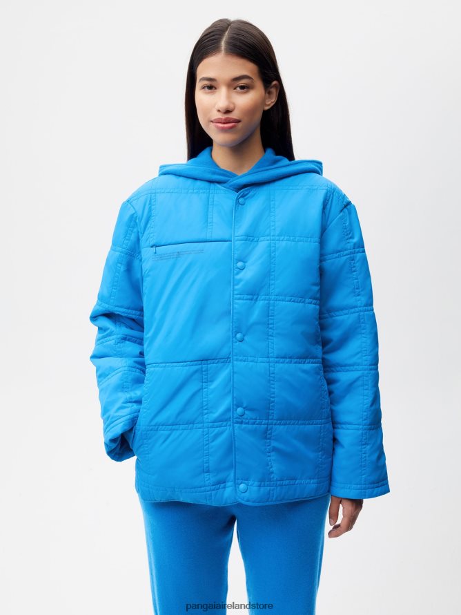 Women Pangaia Clothes Flwrdwn Quilted Collarless Jacket TT8Z42491 Cerulean Blue