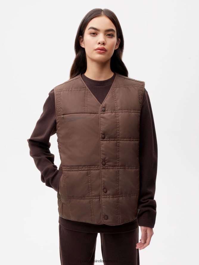 Women Pangaia Clothes Flwrdwn Quilted Gilet TT8Z42455 Chestnut Brown