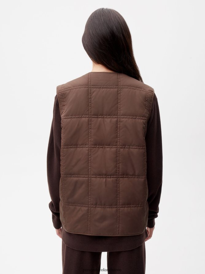 Women Pangaia Clothes Flwrdwn Quilted Gilet TT8Z42455 Chestnut Brown