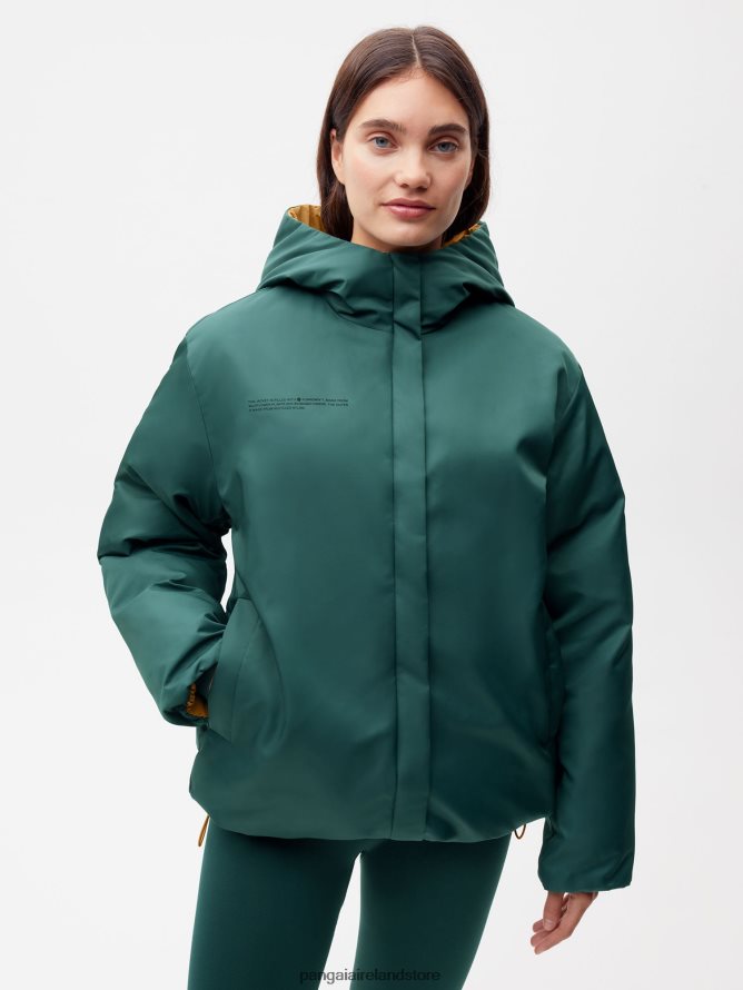 Women Pangaia Clothes Flwrdwn Reversible Jacket TT8Z42461 Foliage Green/Copper Brown