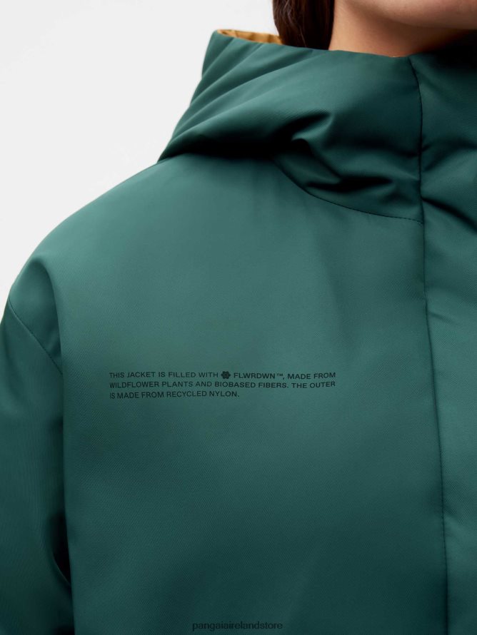 Women Pangaia Clothes Flwrdwn Reversible Jacket TT8Z42461 Foliage Green/Copper Brown