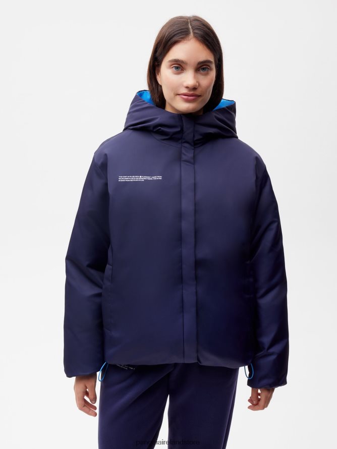 Women Pangaia Clothes Flwrdwn Reversible Jacket TT8Z42463 Navy Blue/Cobalt Blue