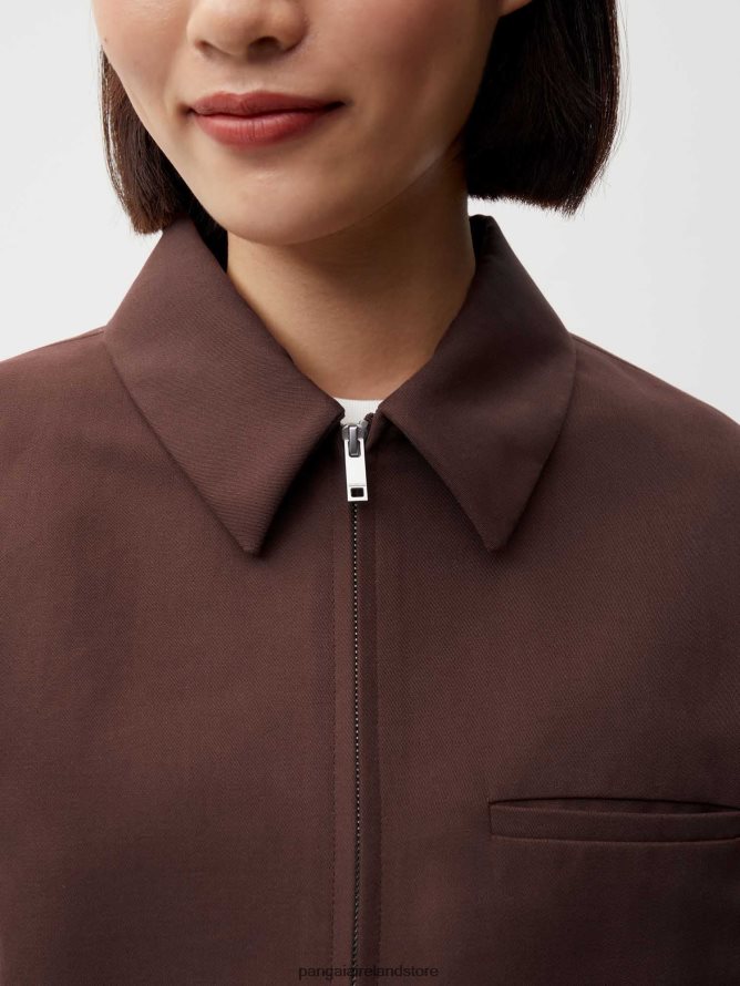 Women Pangaia Clothes Organic Cotton Harrington Jacket TT8Z42475 Chestnut Brown