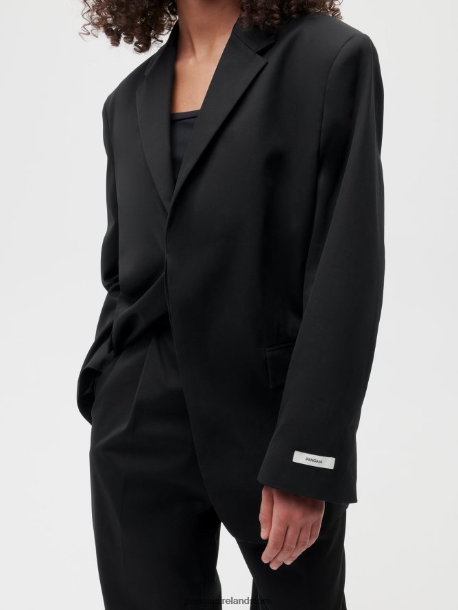 Women Pangaia Clothes Organic Cotton Oversized Tailored Blazer TT8Z42456 Black