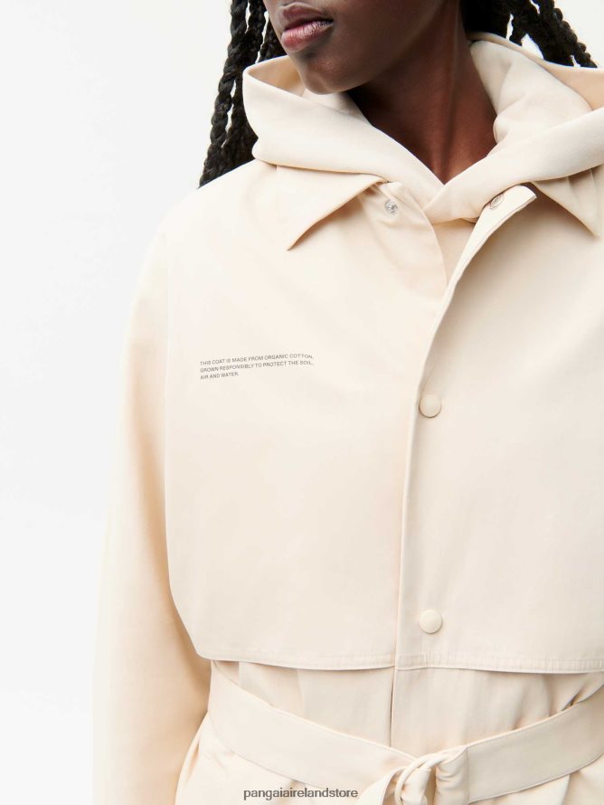 Women Pangaia Clothes Organic Cotton Trench Coat TT8Z42464 Sand