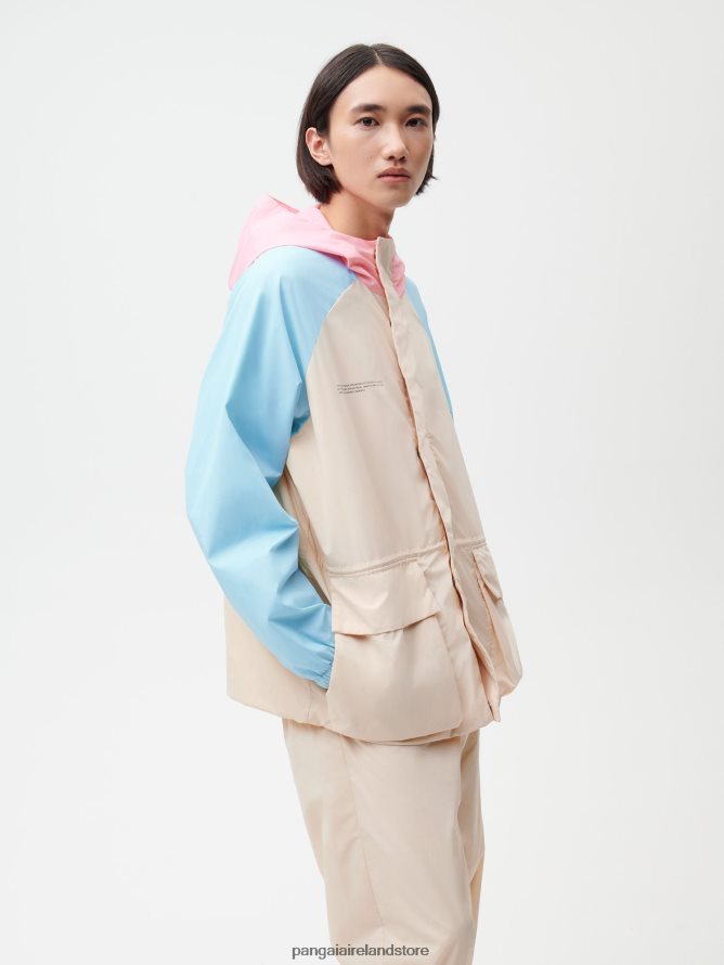 Women Pangaia Clothes Recycled Nylon Color Block Jacket TT8Z42474 Sand