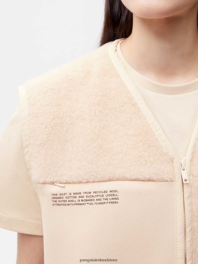 Women Pangaia Clothes Recycled Wool Fleece Gilet TT8Z42444 Sand