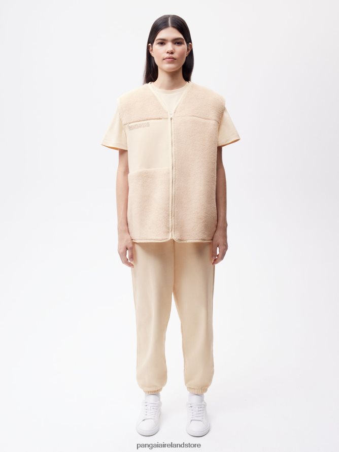 Women Pangaia Clothes Recycled Wool Fleece Gilet TT8Z42444 Sand