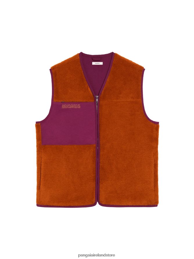 Women Pangaia Clothes Recycled Wool Fleece Gilet TT8Z42457 Cinnamon Orange