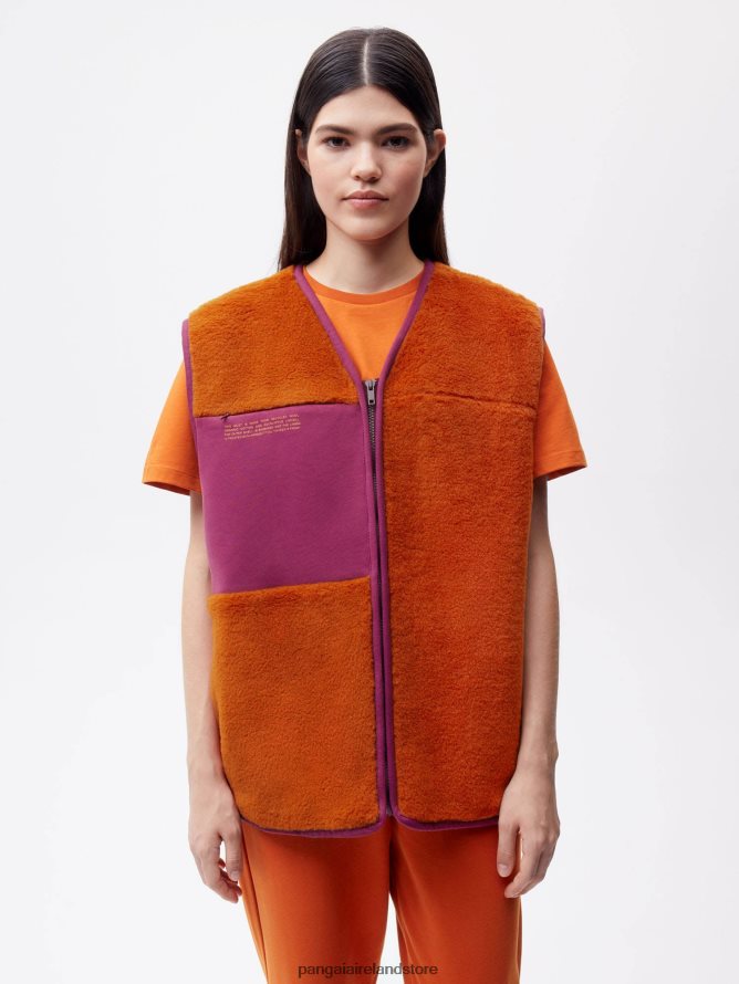 Women Pangaia Clothes Recycled Wool Fleece Gilet TT8Z42457 Cinnamon Orange