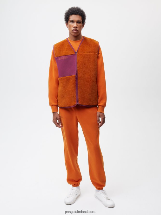 Women Pangaia Clothes Recycled Wool Fleece Gilet TT8Z42457 Cinnamon Orange