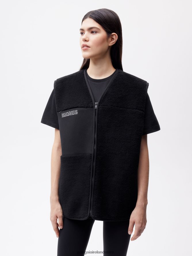 Women Pangaia Clothes Recycled Wool Fleece Gilet TT8Z42485 Black