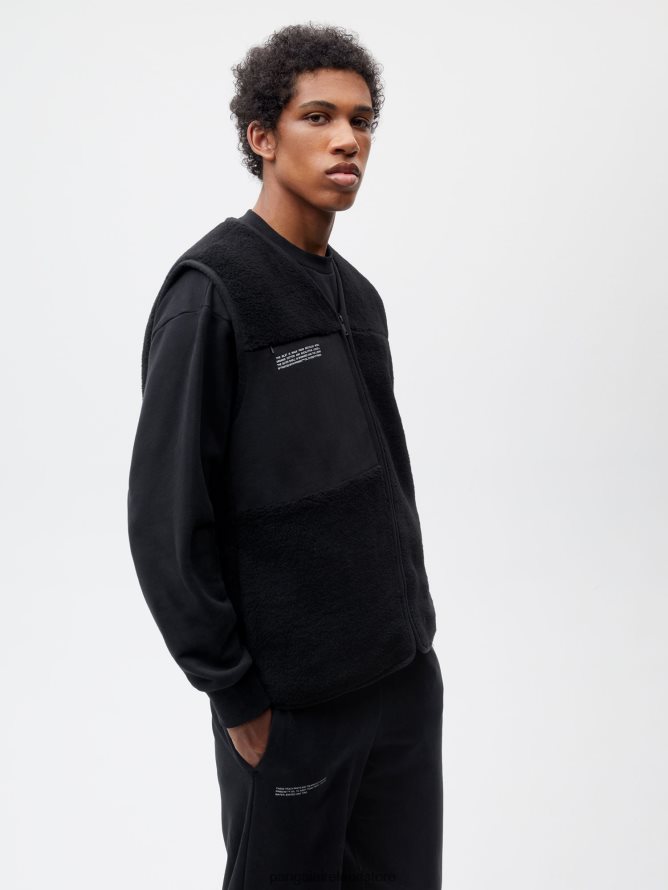 Women Pangaia Clothes Recycled Wool Fleece Gilet TT8Z42485 Black