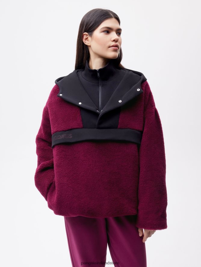 Women Pangaia Clothes Recycled Wool Fleece Half Zip Jacket TT8Z42449 Plum Purple