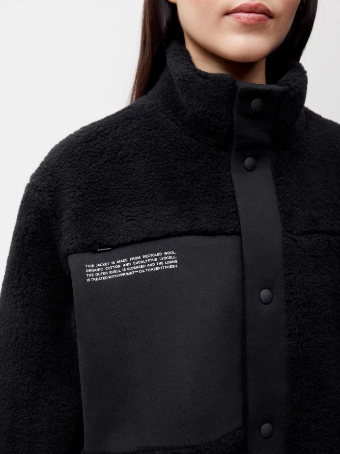 Women Pangaia Clothes Recycled Wool Fleece Jacket TT8Z42472 Black