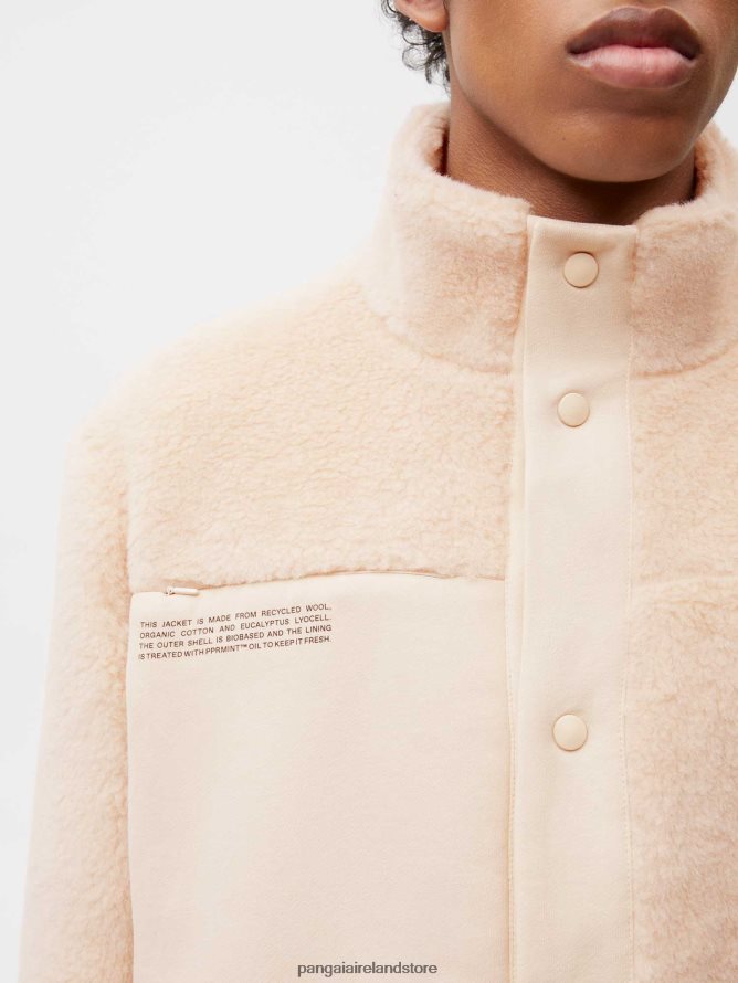 Women Pangaia Clothes Recycled Wool Fleece Jacket TT8Z42473 Sand