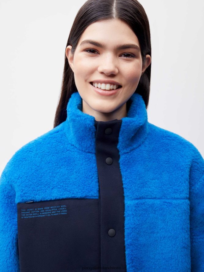 Women Pangaia Clothes Recycled Wool Fleece Jacket TT8Z42480 Cerulean Blue