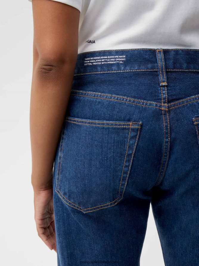 Women Pangaia Clothes Nettle Denim Straight Leg Jeans TT8Z42381 Mid Wash