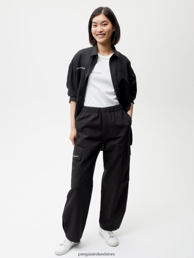 Women Pangaia Clothes Organic Cotton Blend Cargo Pants TT8Z42374 Black