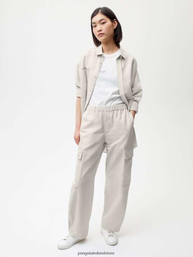 Women Pangaia Clothes Organic Cotton Blend Cargo Pants TT8Z42387 Limestone