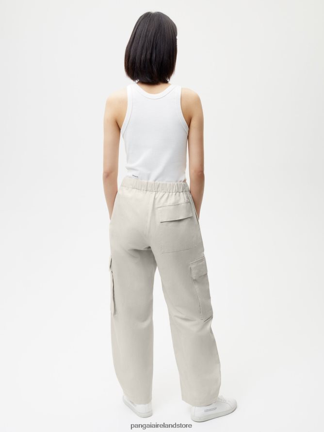 Women Pangaia Clothes Organic Cotton Blend Cargo Pants TT8Z42387 Limestone