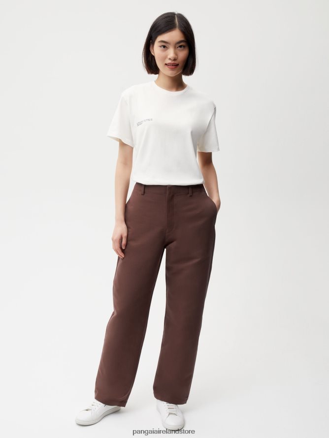 Women Pangaia Clothes Organic Cotton Regular Fit Trouser TT8Z42375 Chestnut Brown