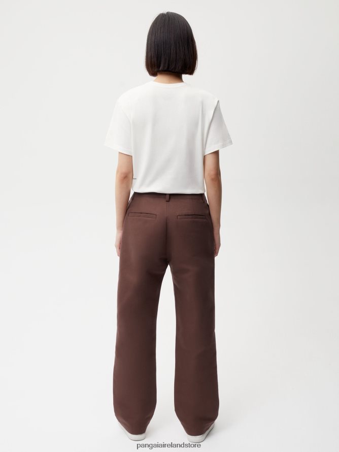 Women Pangaia Clothes Organic Cotton Regular Fit Trouser TT8Z42375 Chestnut Brown