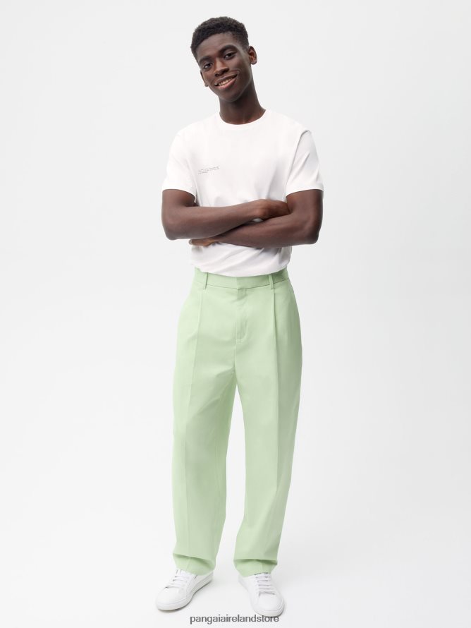 Women Pangaia Clothes Organic Cotton Tailored Trousers TT8Z42380 Pistachio