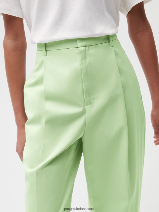 Women Pangaia Clothes Organic Cotton Tailored Trousers TT8Z42380 Pistachio