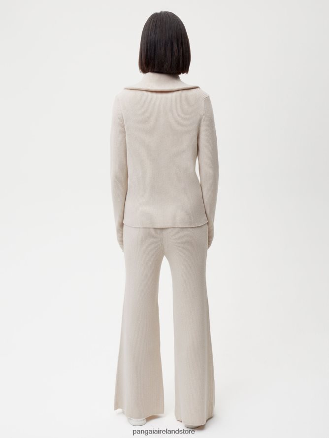 Women Pangaia Clothes Recycled Cashmere Rib Track Pants TT8Z42329 Oatmeal