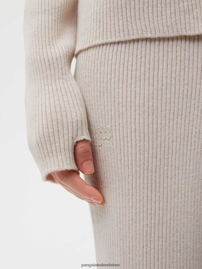 Women Pangaia Clothes Recycled Cashmere Rib Track Pants TT8Z42329 Oatmeal