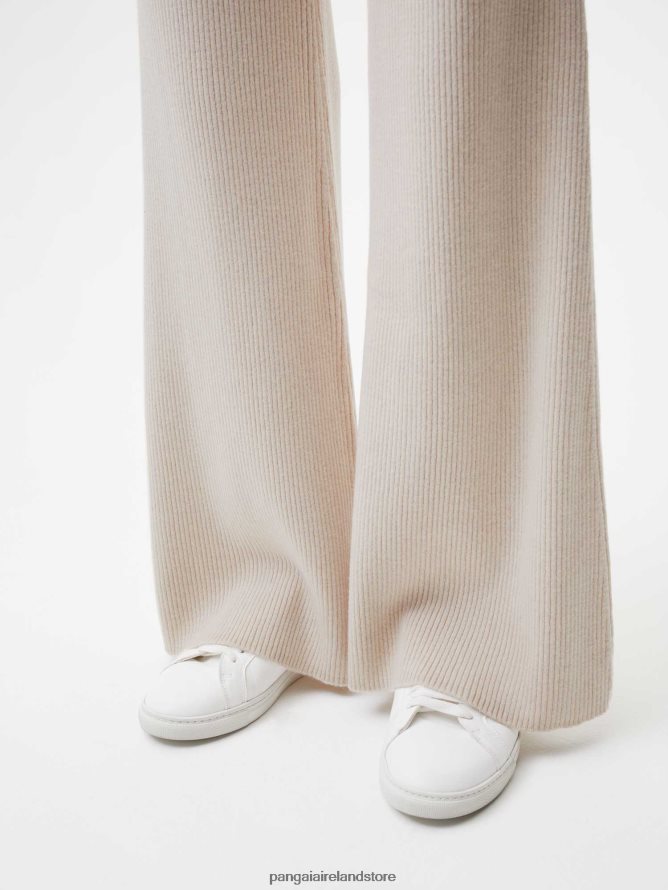 Women Pangaia Clothes Recycled Cashmere Rib Track Pants TT8Z42329 Oatmeal
