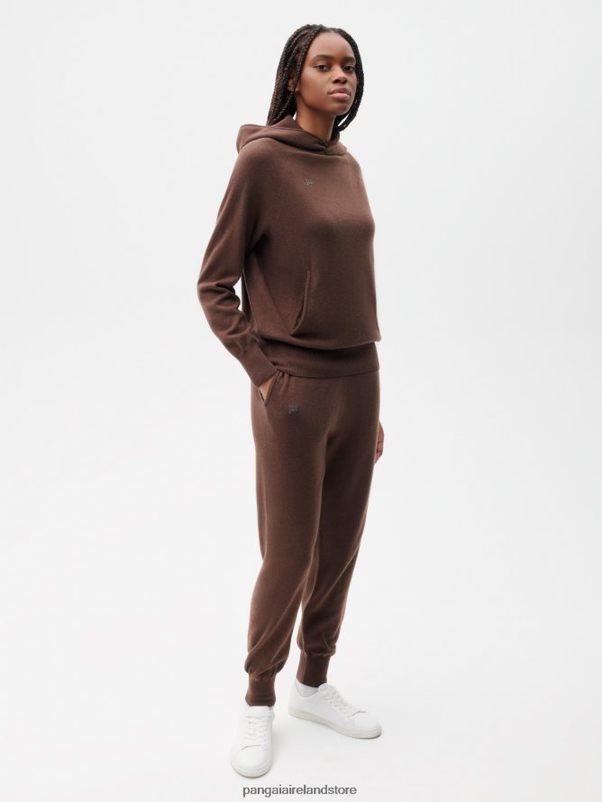 Women Pangaia Clothes Recycled Cashmere Track Pants TT8Z42351 Chestnut Brown