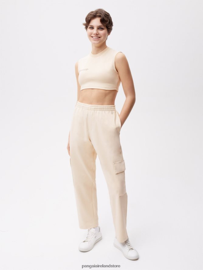 Women Pangaia Clothes Recycled Cotton Jersey Cargo Pants TT8Z42320 Sand