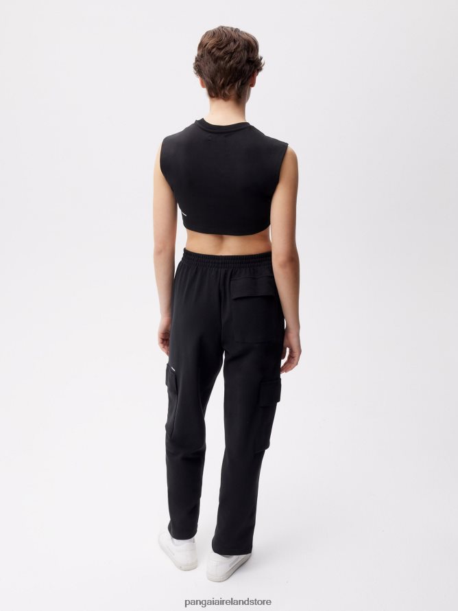 Women Pangaia Clothes Recycled Cotton Jersey Cargo Pants TT8Z42337 Black