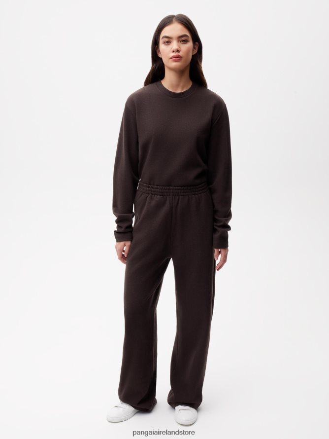 Women Pangaia Clothes Recycled Wool Jersey Loose Leg Track Pants TT8Z42327 Chestnut Brown