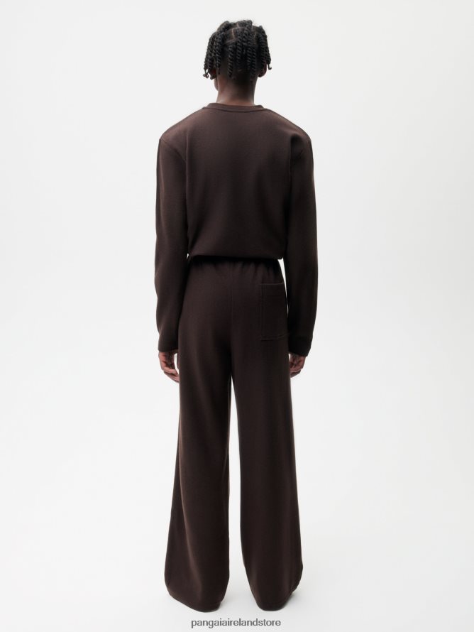 Women Pangaia Clothes Recycled Wool Jersey Loose Leg Track Pants TT8Z42327 Chestnut Brown