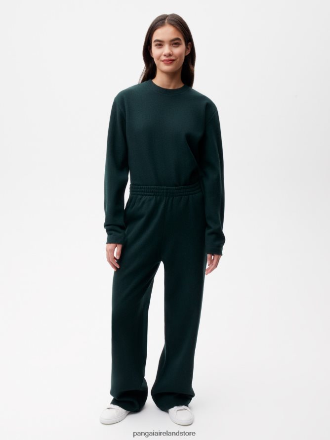 Women Pangaia Clothes Recycled Wool Jersey Loose Leg Track Pants TT8Z42355 Foliage Green