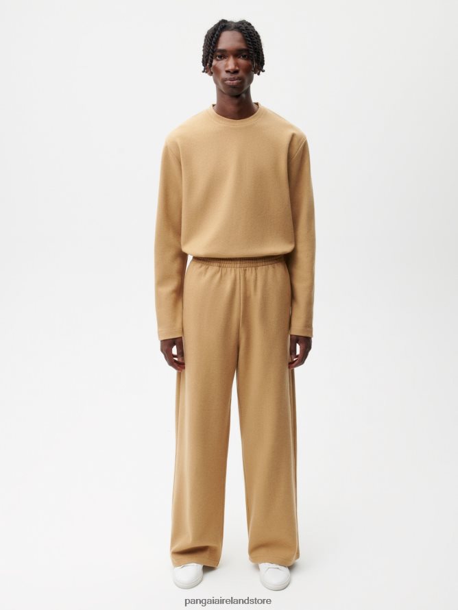 Women Pangaia Clothes Recycled Wool Jersey Loose Leg Track Pants TT8Z42362 Camel