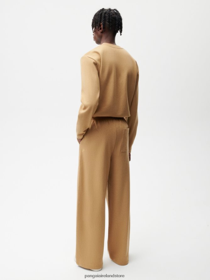 Women Pangaia Clothes Recycled Wool Jersey Loose Leg Track Pants TT8Z42362 Camel