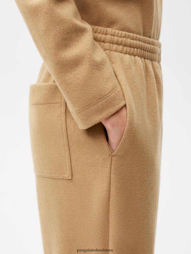 Women Pangaia Clothes Recycled Wool Jersey Loose Leg Track Pants TT8Z42362 Camel