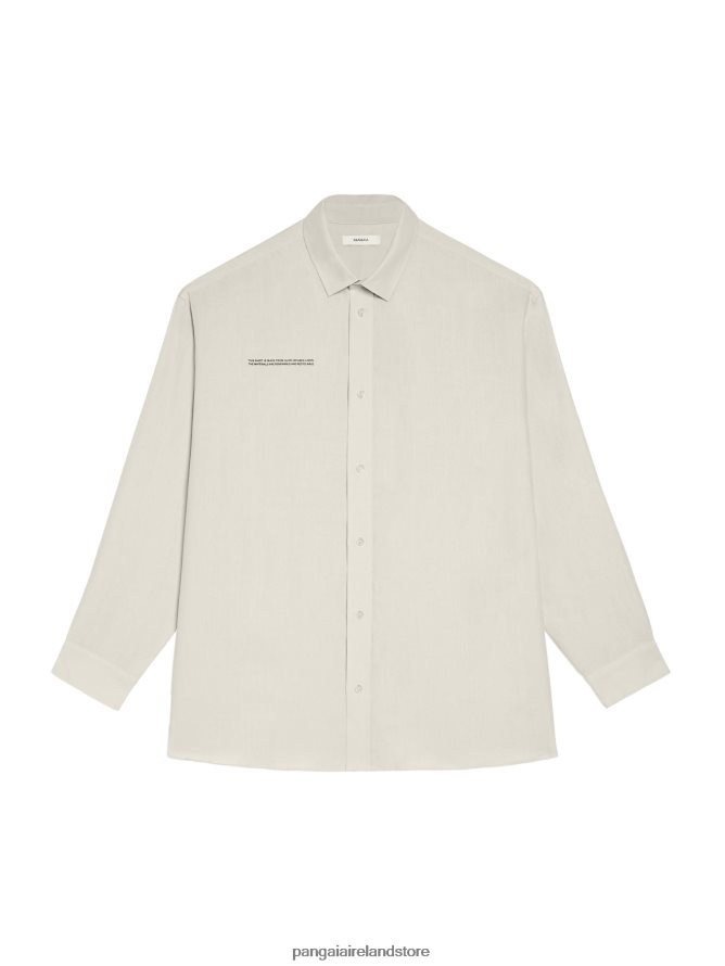 Women Pangaia Clothes Aloe Linen Collared Long Sleeve Shirt TT8Z42392 Limestone