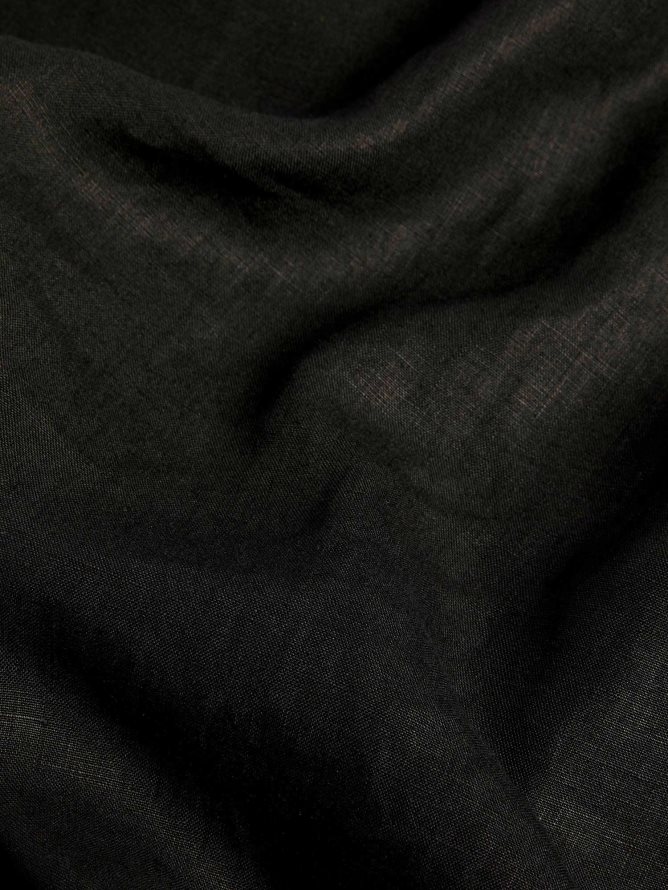 Women Pangaia Clothes Aloe Linen Collared Long Sleeve Shirt TT8Z42398 Black