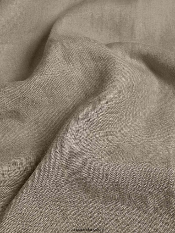 Women Pangaia Clothes Aloe Linen Short Sleeve Shirt TT8Z42396 Mushroom