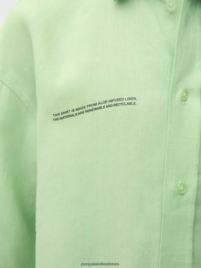 Women Pangaia Clothes Aloe Linen Short Sleeve Shirt TT8Z42399 Pistachio