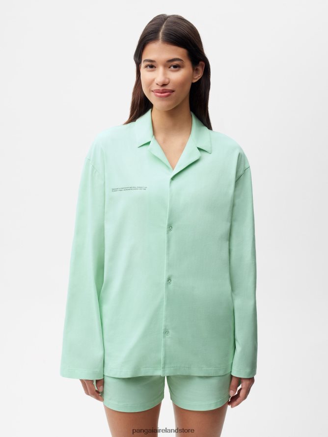 Women Pangaia Clothes Organic Cotton Pajama Shirt TT8Z42430 Lagoon Green