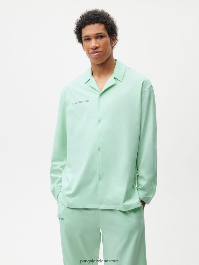Women Pangaia Clothes Organic Cotton Pajama Shirt TT8Z42430 Lagoon Green