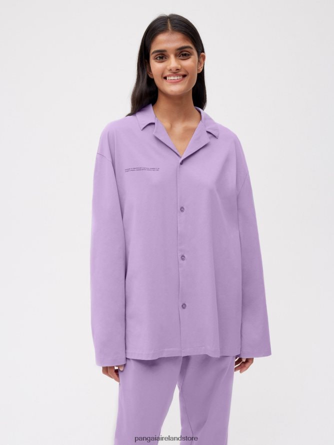 Women Pangaia Clothes Organic Cotton Pajama Shirt TT8Z42435 Orchid Purple