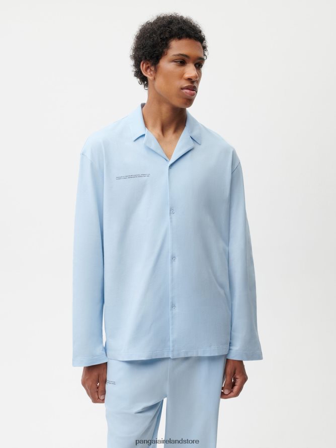 Women Pangaia Clothes Organic Cotton Pajama Shirt TT8Z42437 Moonstone Blue